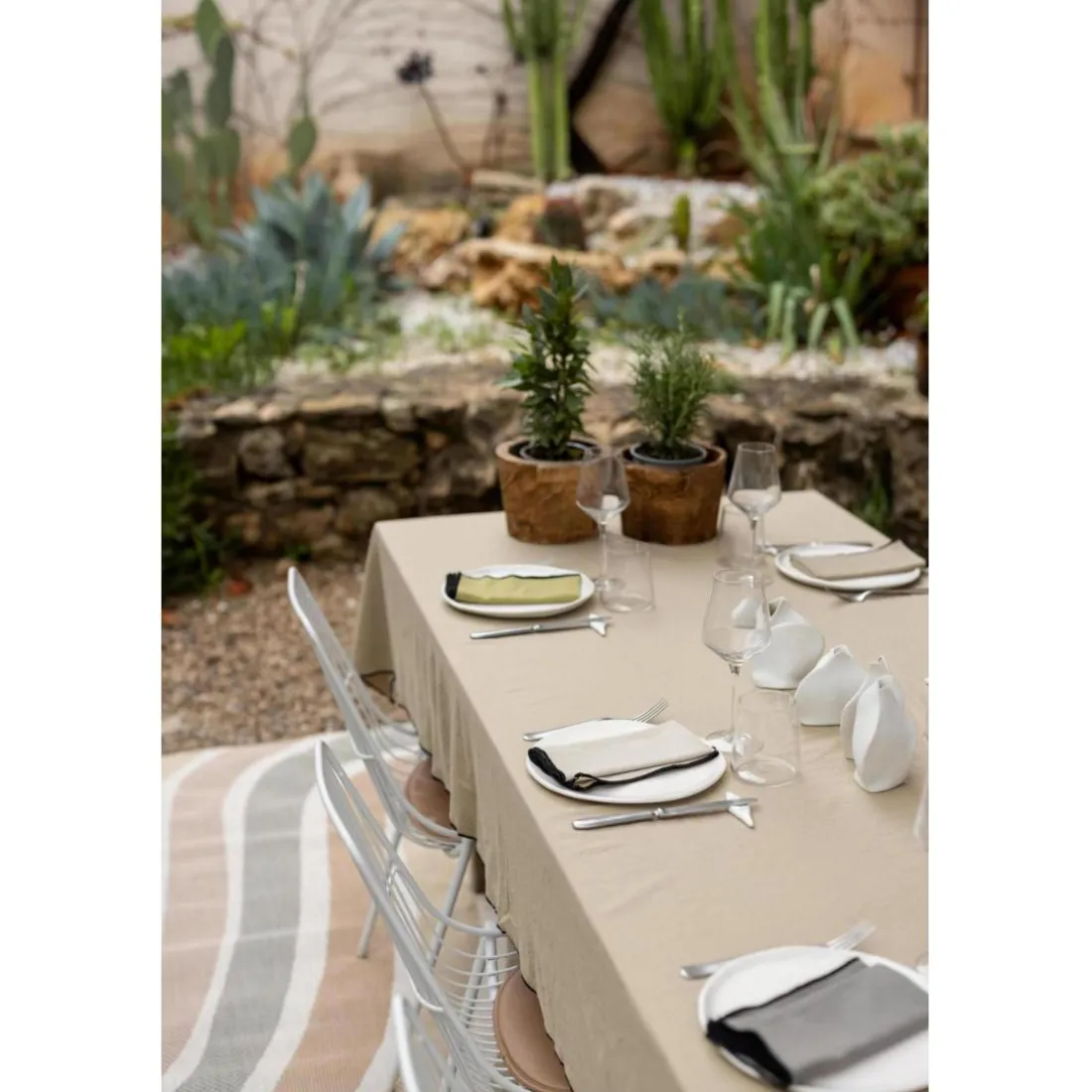 Serviette de table recyclée Grace Camel 40 x 40
