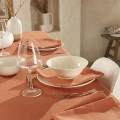Serviette de table unie en polylin, Made in France, LA LILLOISE Tangerine