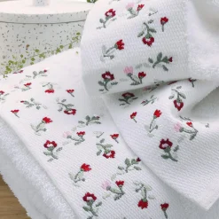 Serviette de toilette en coton 40g/m² FLORA 50 x 90 cm blanc