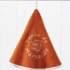 Serviette essuie mains ronde 70cm en coton MARSEILLE orange