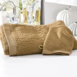Serviette invité CAROLINE marron caramel