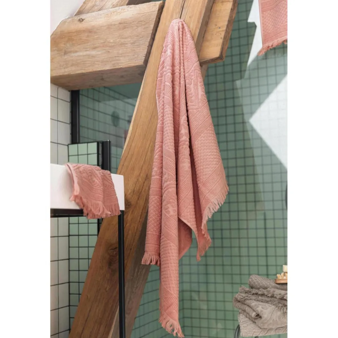 Serviette invité uni Zoé Argile 30 x 50