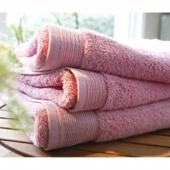 Serviette invité unie en micro-coton 600 gr/m² - Bois de rose