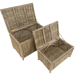 Set de 2 coffres de rangement rectangulaires en kubu naturel KALLY