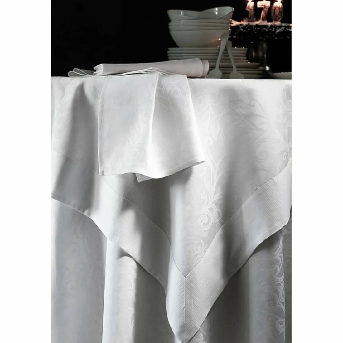 Set de table coton jacquard Ombelle Blanc des Vosges - Blanc