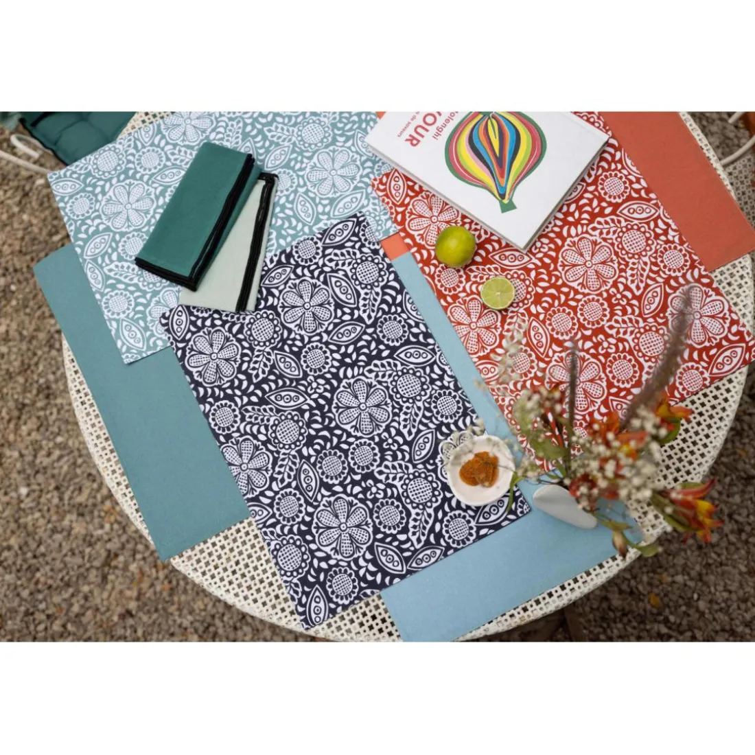 Set de table enduit Kira recyclé Paon 33 x 48