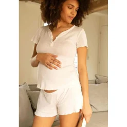 Short de grossesse taille basse - Blanc - Cache Cœur Lingerie en coton bio