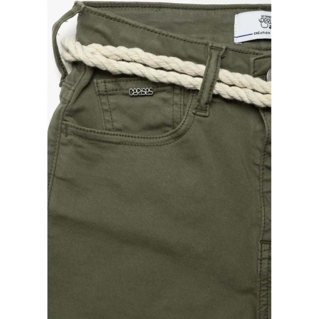 Short fille taille haute TIKO kaki