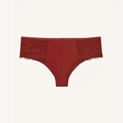 Shorty à détails en dentelle - Rouge