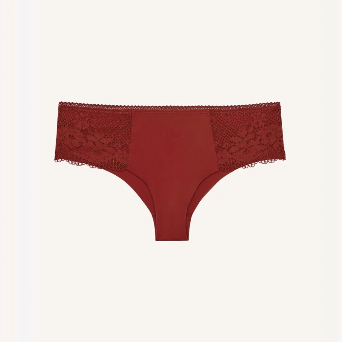 Shorty à détails en dentelle - Rouge