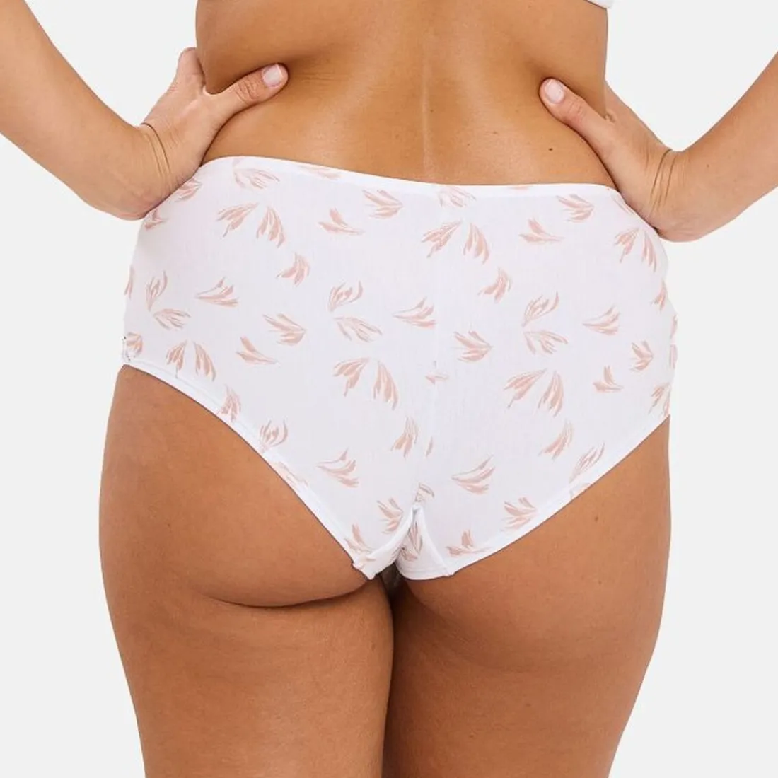 Shorty coton bio Flora Imprimé Plume D'automne Blanc