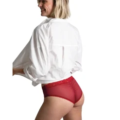 Shorty en dentelle froncé - Rouge