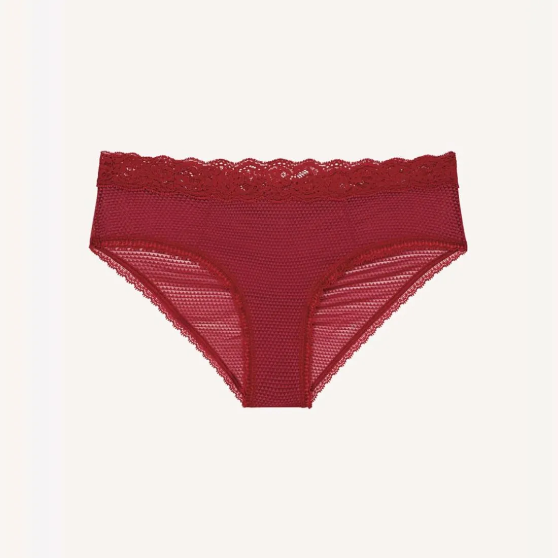 Shorty en dentelle froncé - Rouge