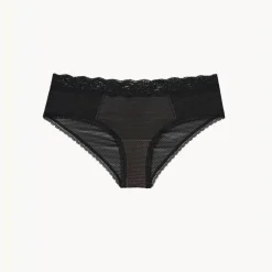 Shorty en dentelle froncé - Noir
