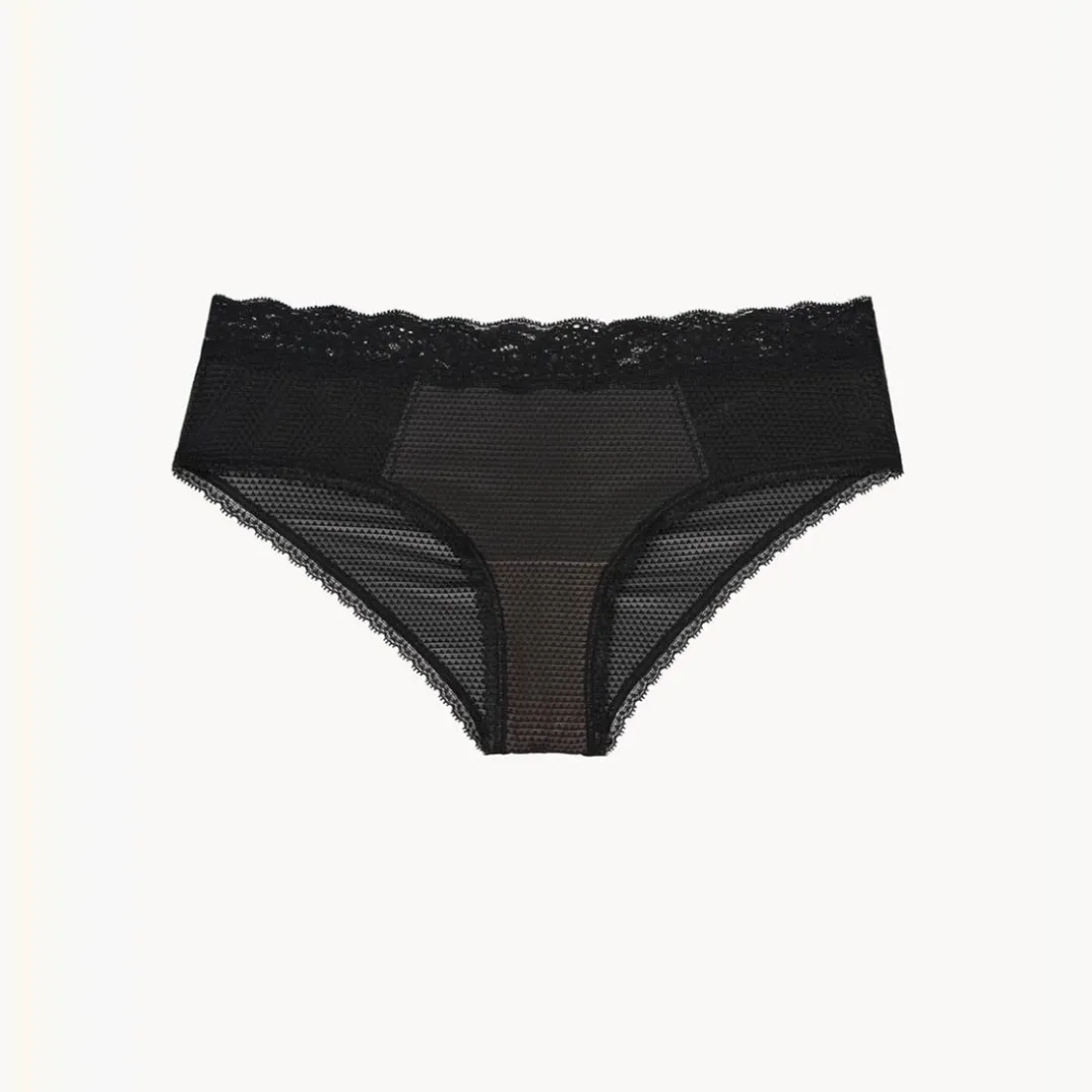Shorty en dentelle froncé - Noir