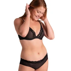 Shorty en dentelle froncé - Noir