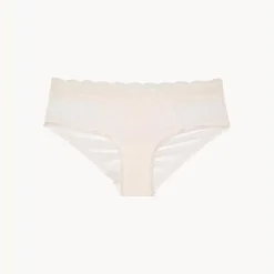 Shorty en dentelle froncé - Beige