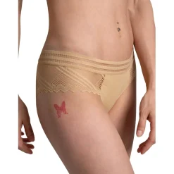 Shorty en dentelle graphique - Toffee marron