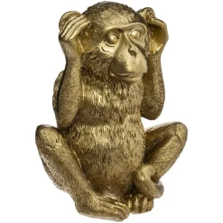 Singes Sagesse Résine Doré H. 17 cm