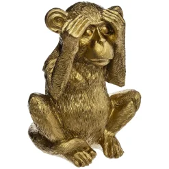 Singes Sagesse Résine Doré H. 17 cm