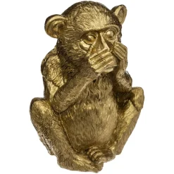 Singes Sagesse Résine Doré H. 17 cm