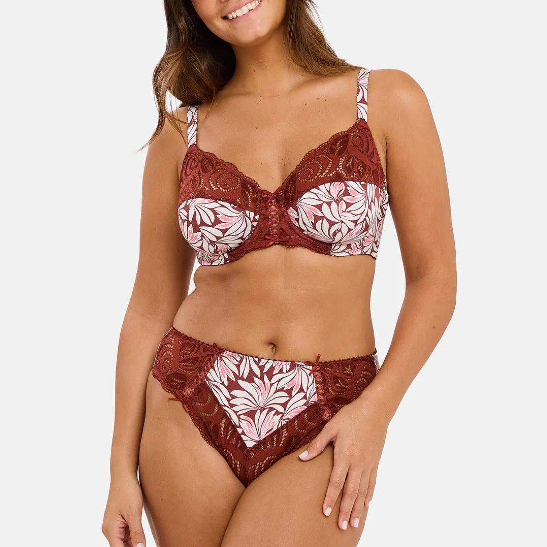 Slip Amélie Print Imprimé Floral Rouge Cabernet