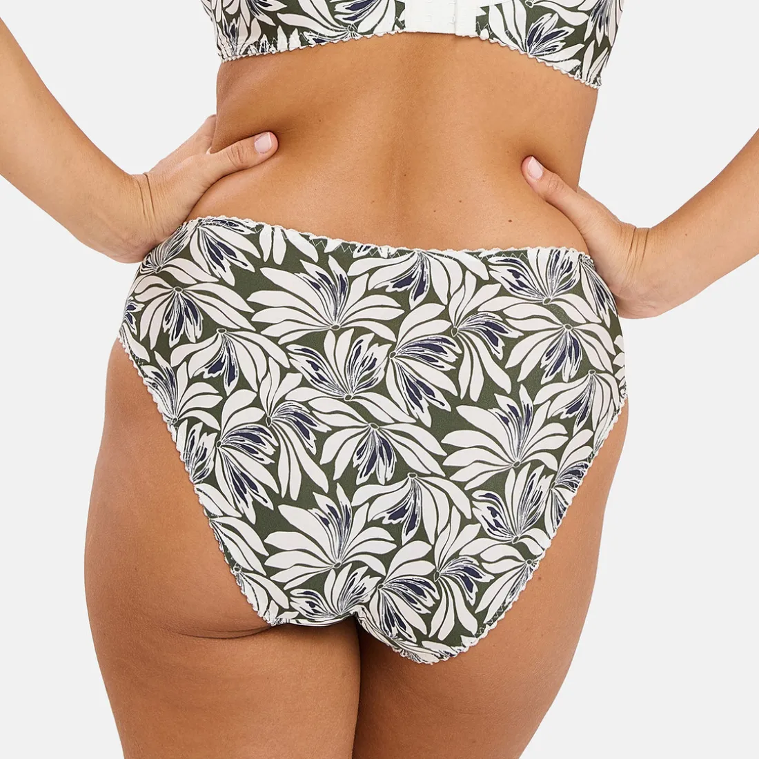 Slip Amélie Print Imprimé Floral Vert Thym