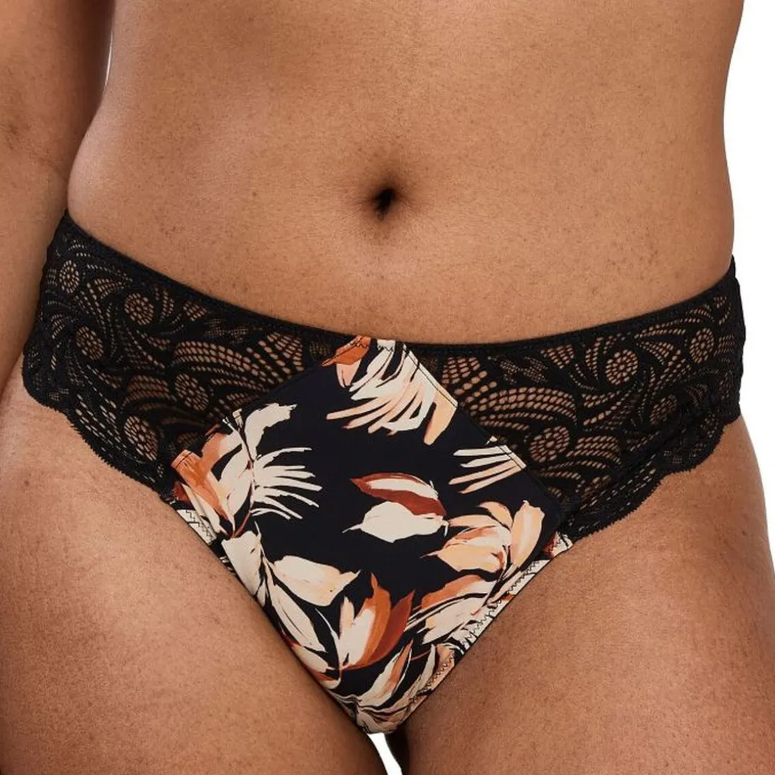 Slip Ariane Fantaisy Imprimé Feuilles & Noir