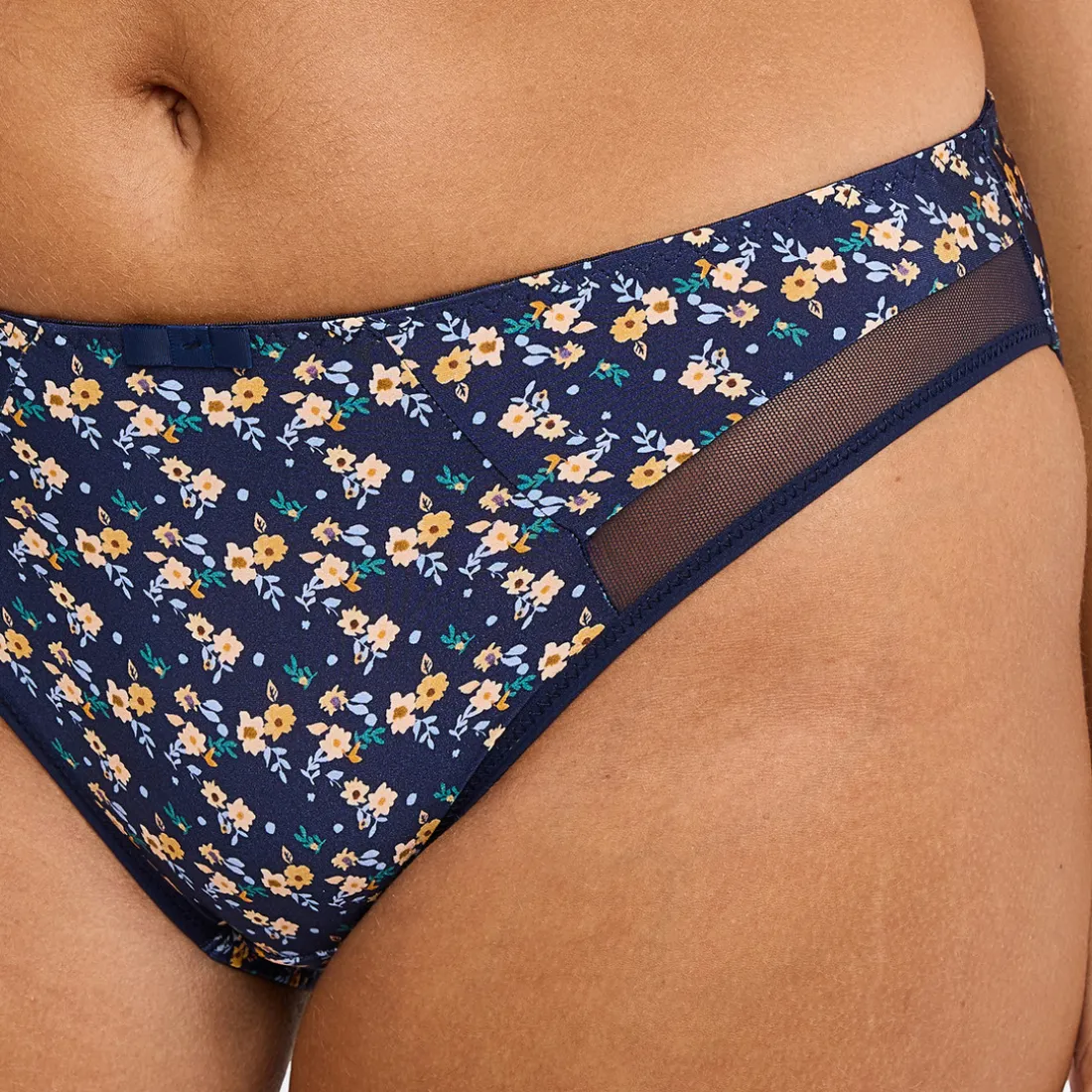 Slip Complice Imprimé Floral Bleu