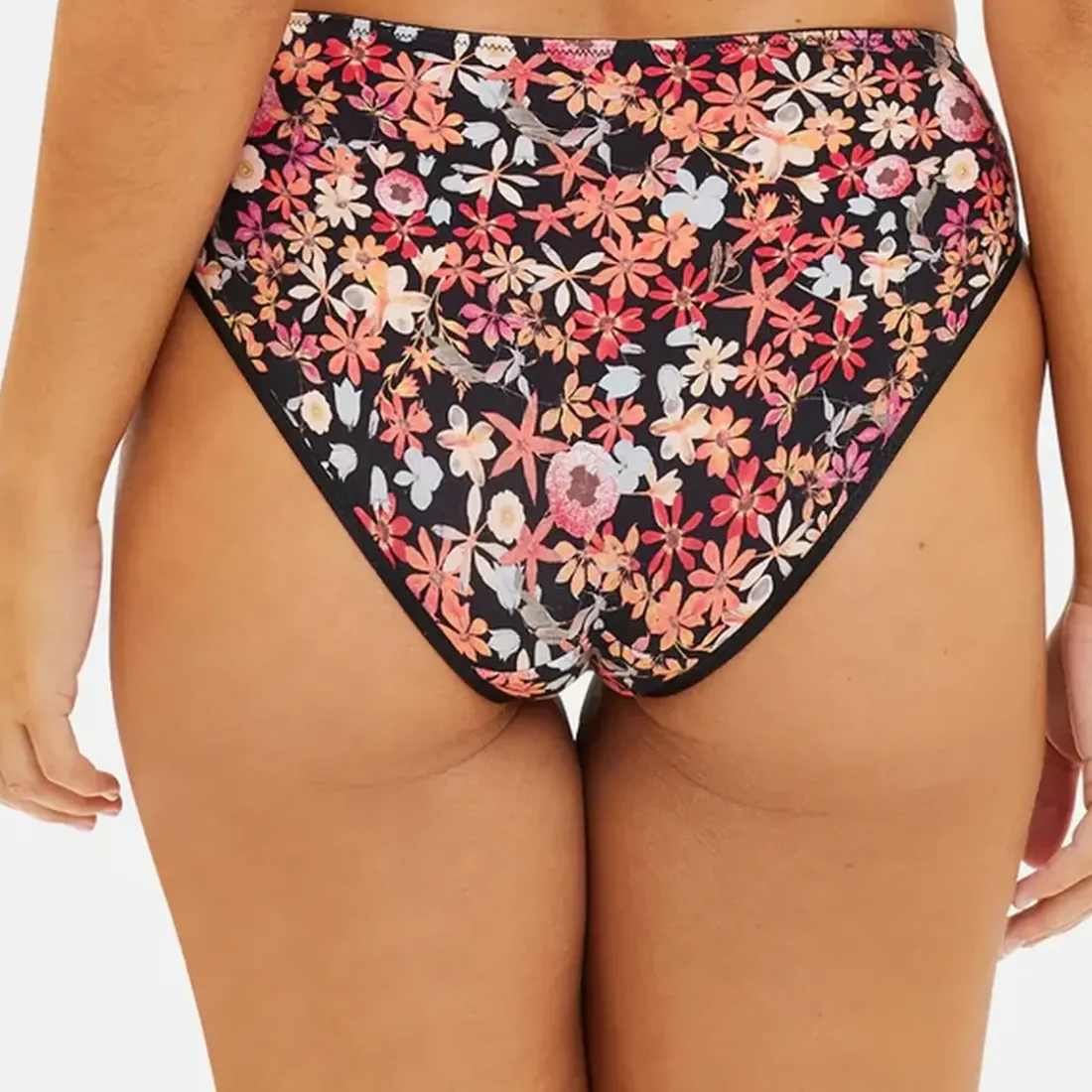Slip en coton biologique imprimé floral - noir