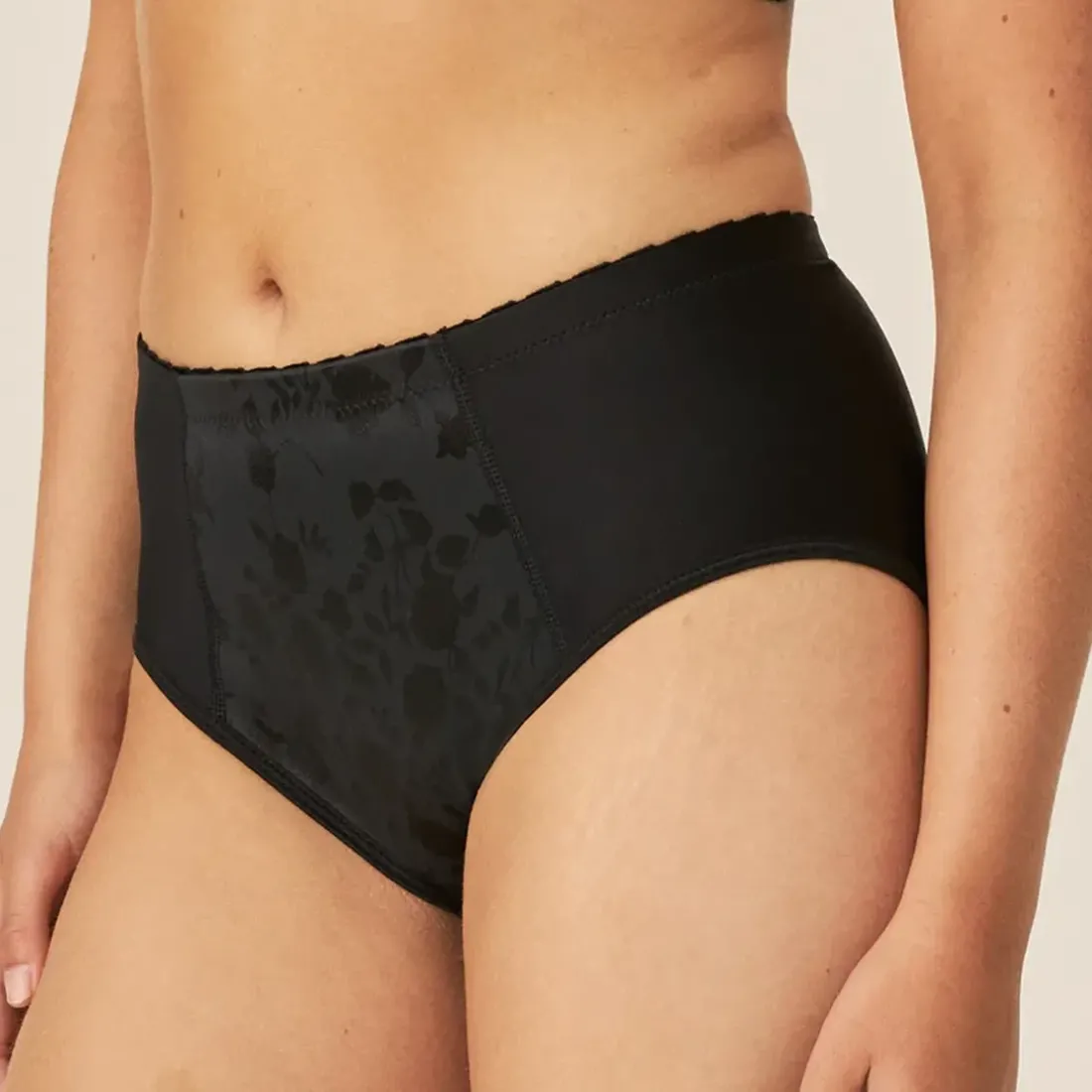 Slip minimiseur à motif floral - Noir