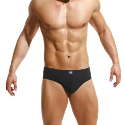 Slip noir Ceinture élastiqué en coton