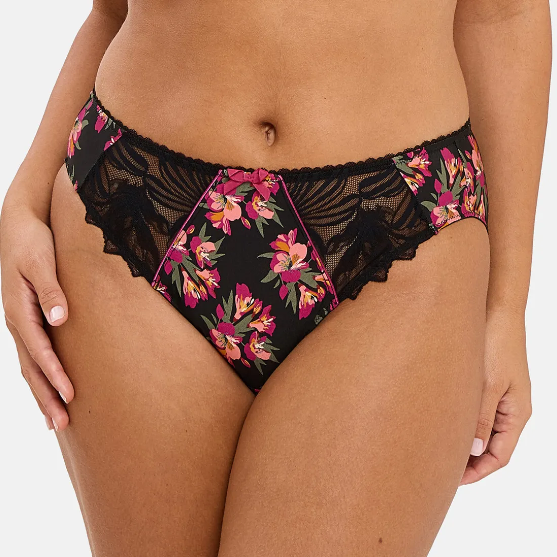 Slip Oriane Bouquets Noir & Rose