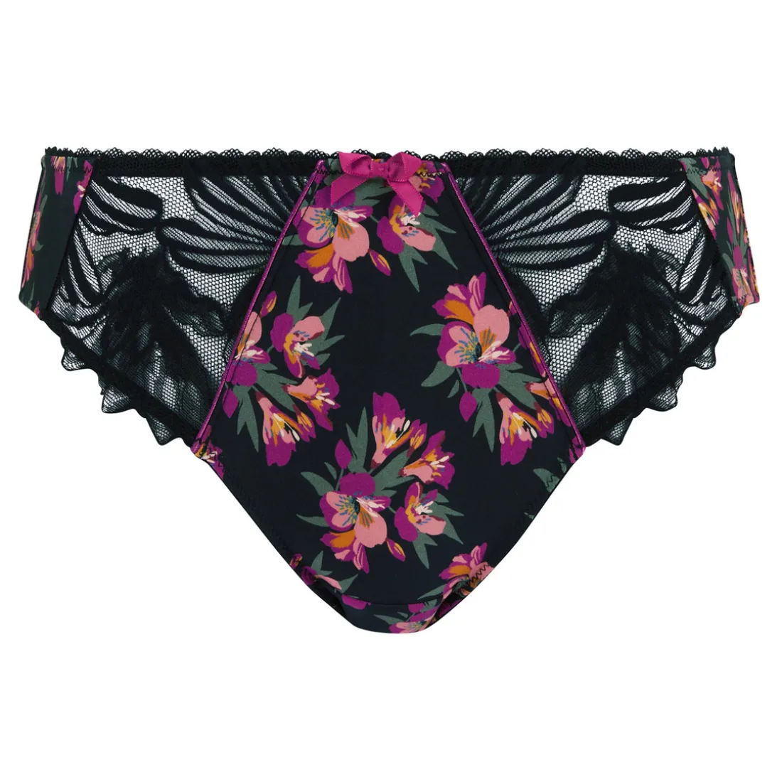 Slip Oriane Bouquets Noir & Rose