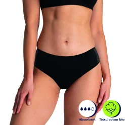 Slip pour fuites urinairesecret Athena noir en coton