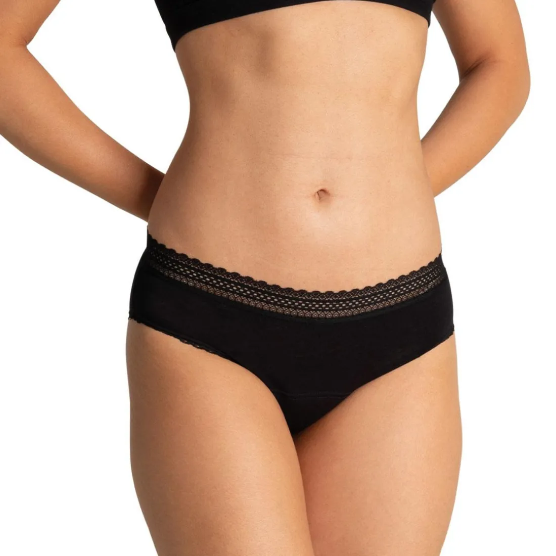 Slip pour les règles femme noir en coton