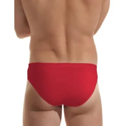 Slip rouge ceinture élastiquée en coton