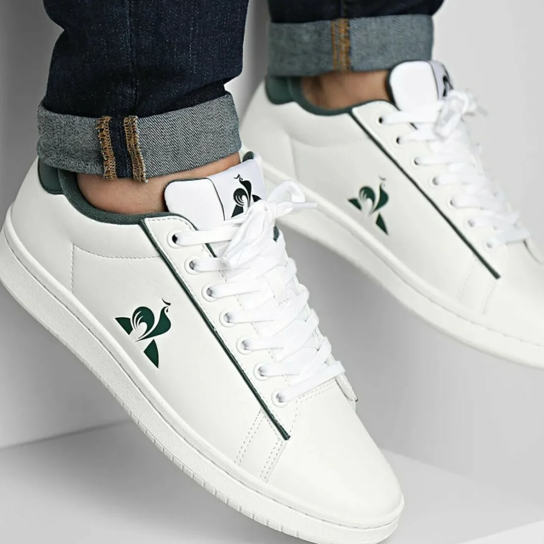 Sneakers blanc COURT CLEAN optical en cuir