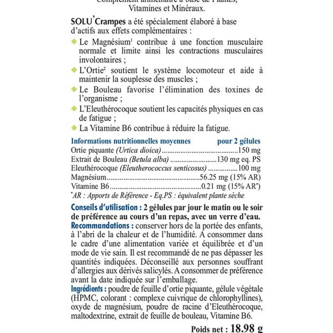 SoluCrampes aux Extraits de Plantes