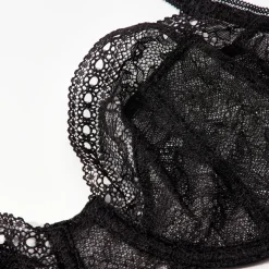 Soutien-gorge à armatures à motifs fleuris- Noir