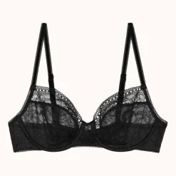 Soutien-gorge à armatures à motifs fleuris- Noir