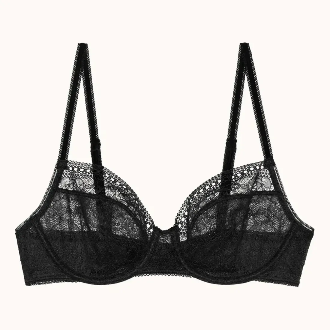 Soutien-gorge à armatures à motifs fleuris- Noir