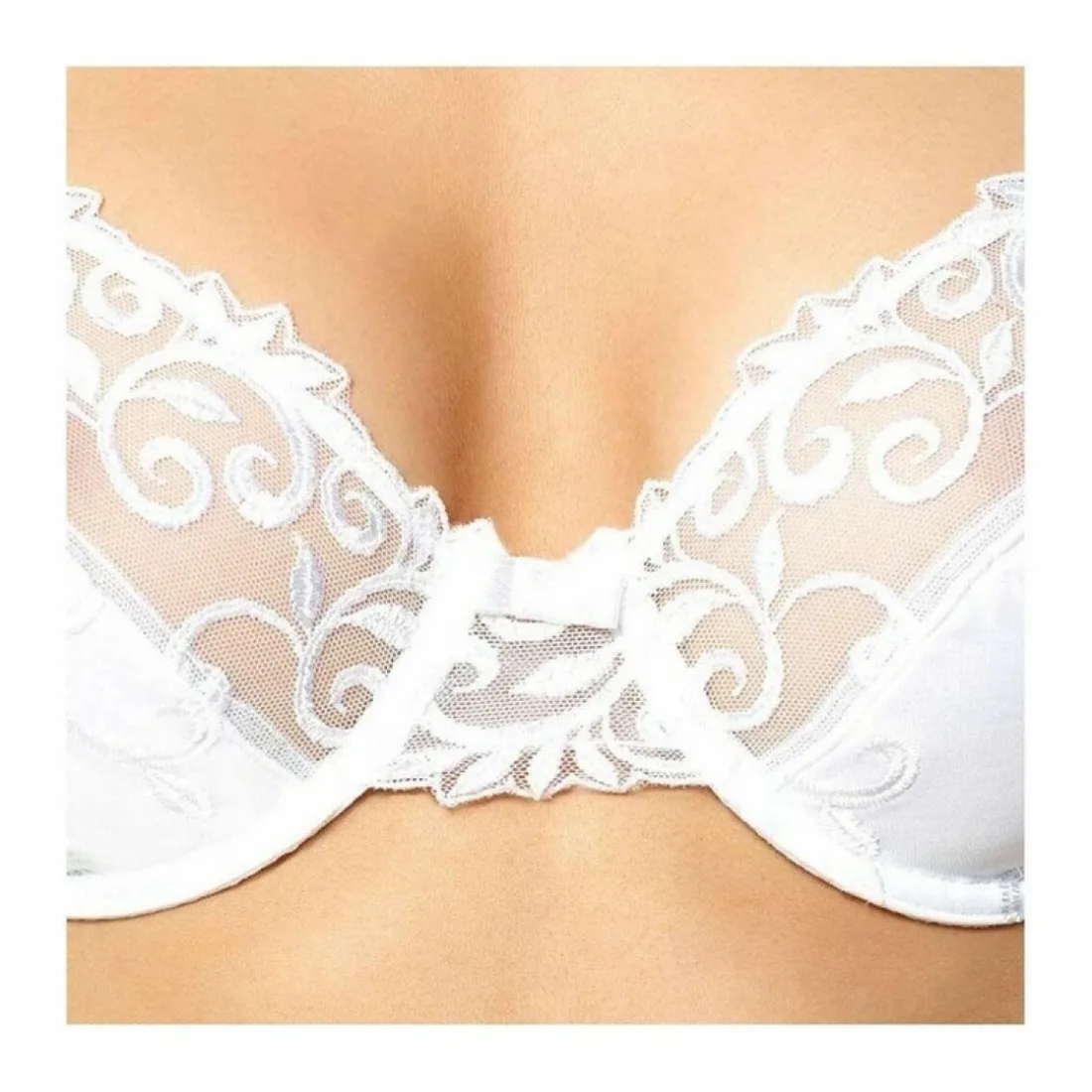 Soutien-gorge à armatures bonnet C, D et E blanc Duchesse POMM'POIRE - Blanc