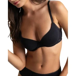 Soutien-gorge à armatures Charlotte noir en coton
