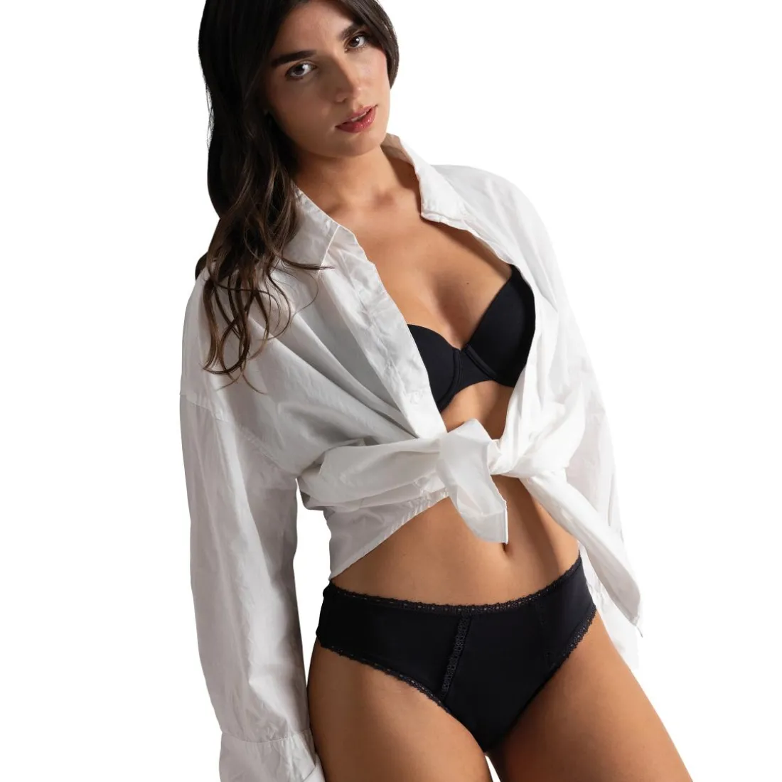Soutien-gorge à armatures Charlotte noir en coton