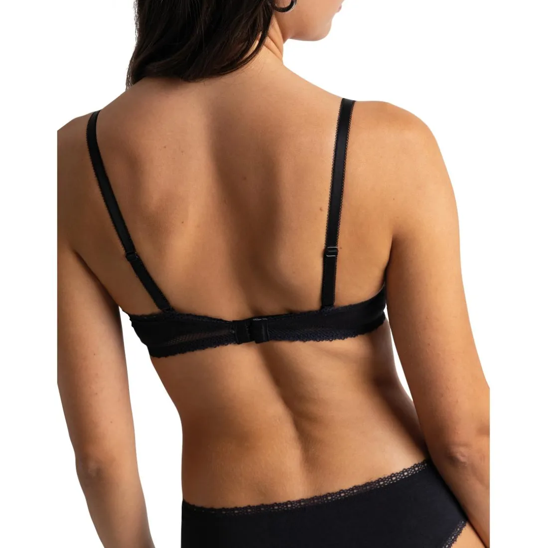 Soutien-gorge à armatures Charlotte noir en coton