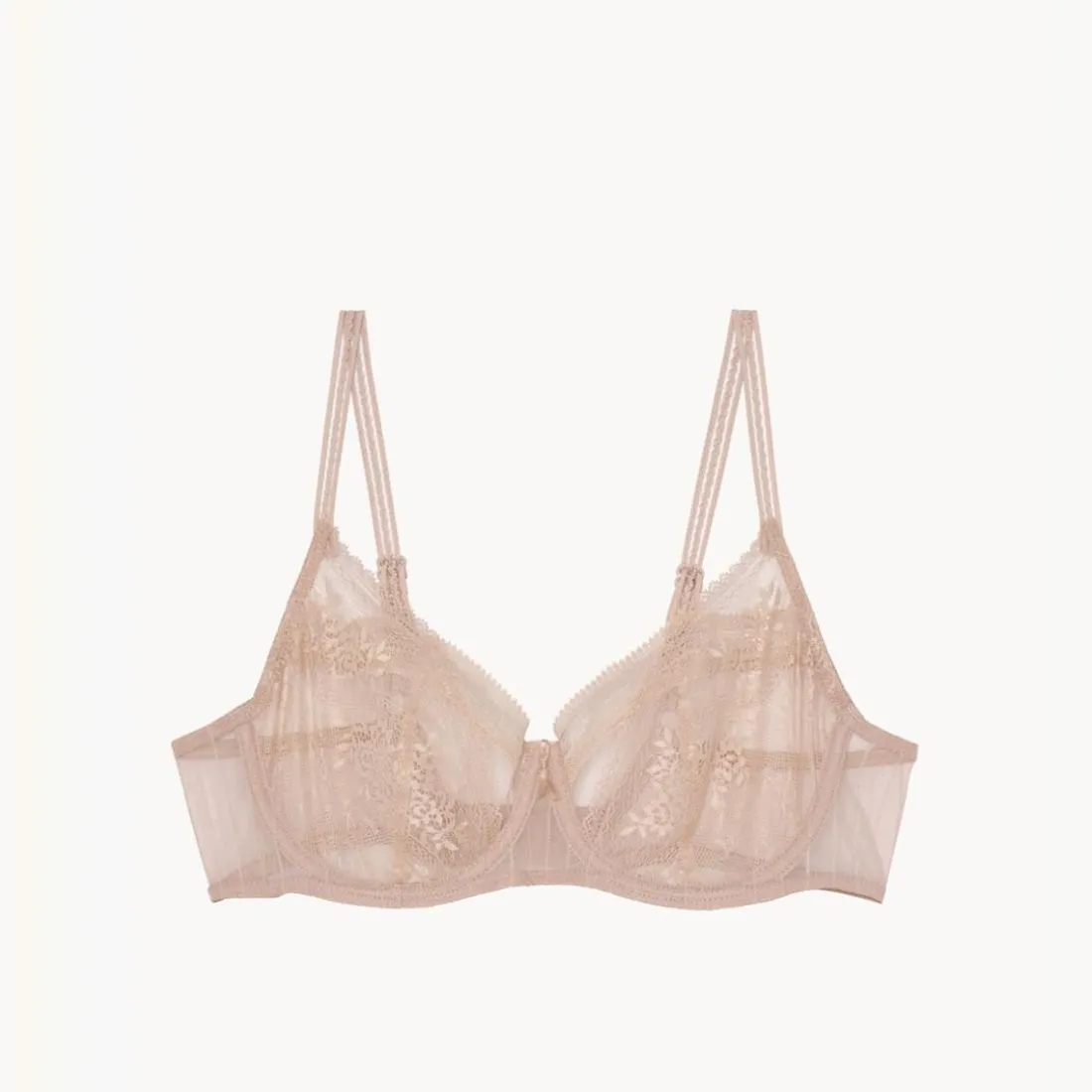 Soutien-gorge à armatures en dentelle florale - Rose