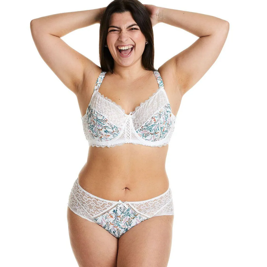 Soutien-gorge à armatures grand maintien ivoire/orange Elena blanc