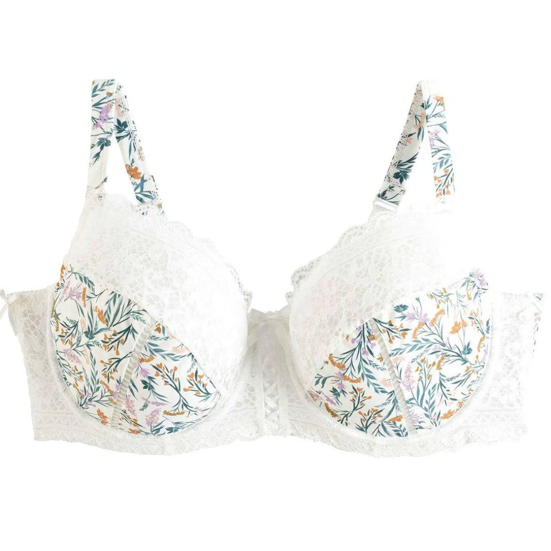 Soutien-gorge à armatures grand maintien ivoire/orange Elena blanc