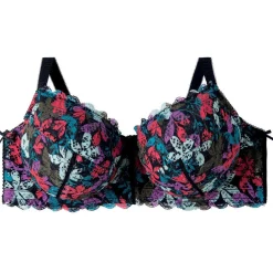 Soutien-gorge à armatures grand maintien noir/turquoise Eva